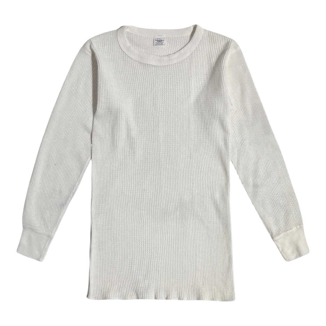 1960’S TOPSALL PREP MADE IN USA CROPPED WAFFLE KNIT THERMAL L/S SHIRT LARGE
