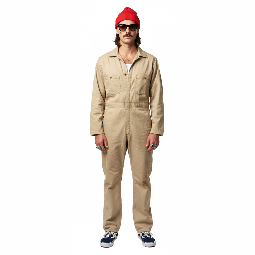 1990’S WALLS MADE IN USA THRASHED AND FADED KHAKI TWILL COVERALLS MEDIUM