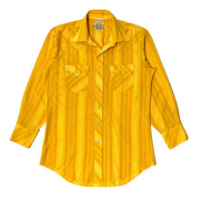 Load image into Gallery viewer, 1960’S RANCHCRAFT MADE IN USA STRIPED GOLDEN WESTERN PEARL SNAP L/S B.D. SHIRT MEDIUM
