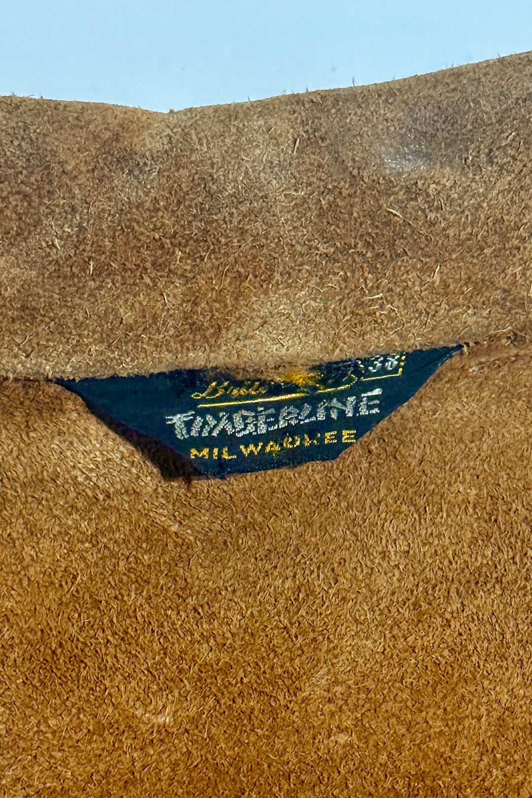 1950’S TIMBERLINE MILWAUKEE MADE IN USA CROPPED HONEY SUEDE LEATHER FRINGED WESTERN COWBOY JACKET MEDIUM