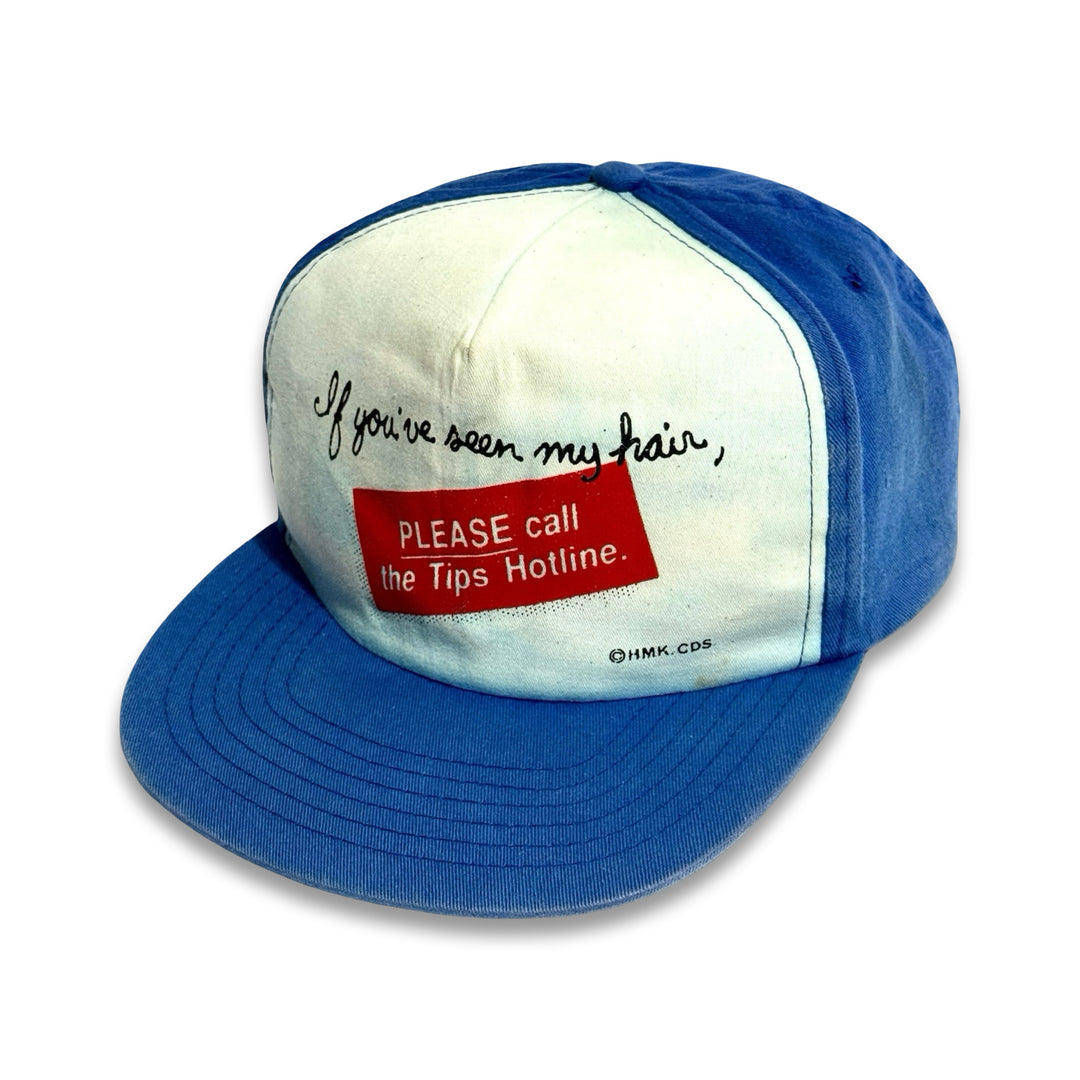 1980’S HAIR TODAY, GONE TOMORROW WHITE / BLUE TRUCKER HAT