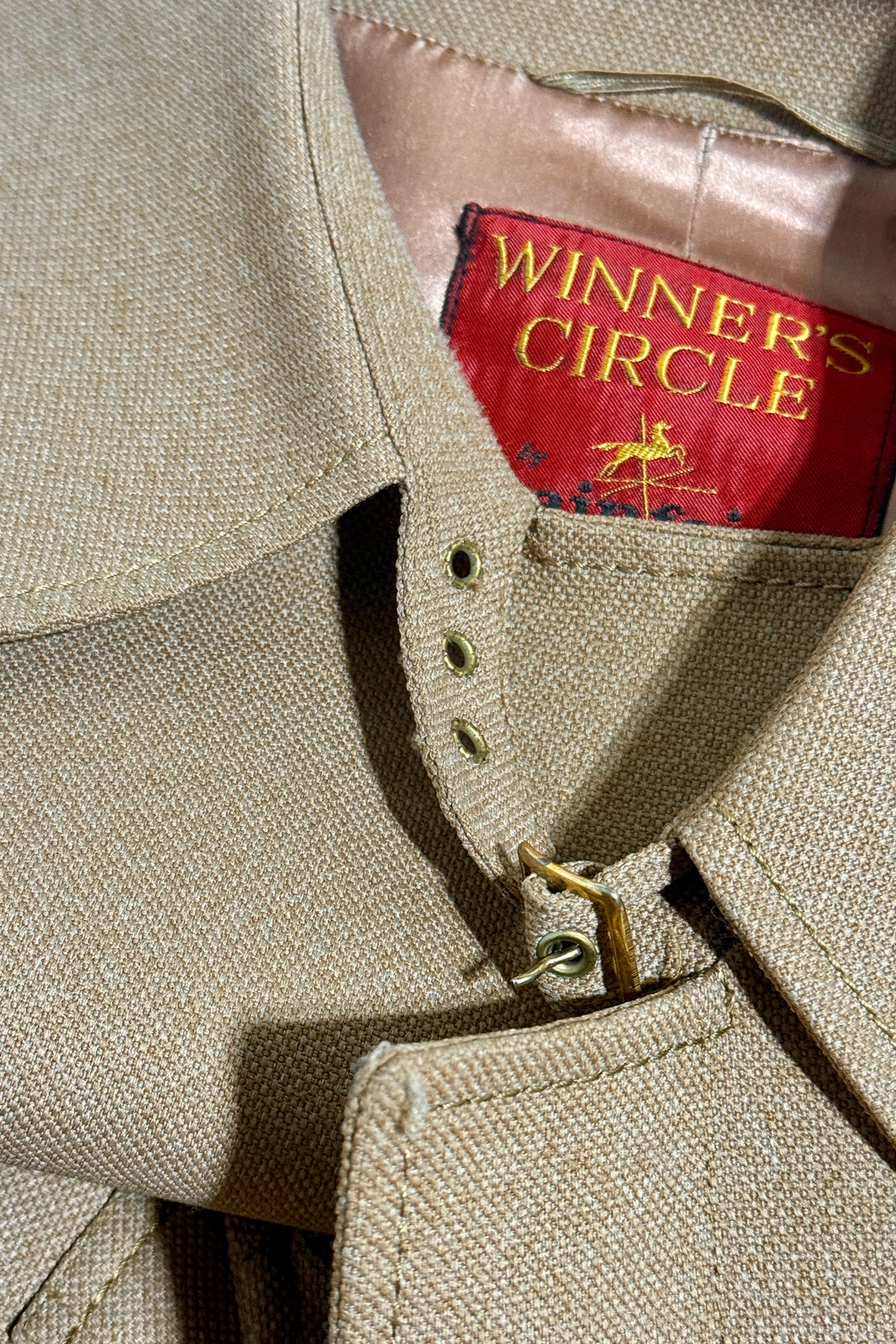 1960’S RAINFAIR MADE IN USA WOVEN WATERPROOF WOOL SATIN LINED LONG COAT JACKET MEDIUM