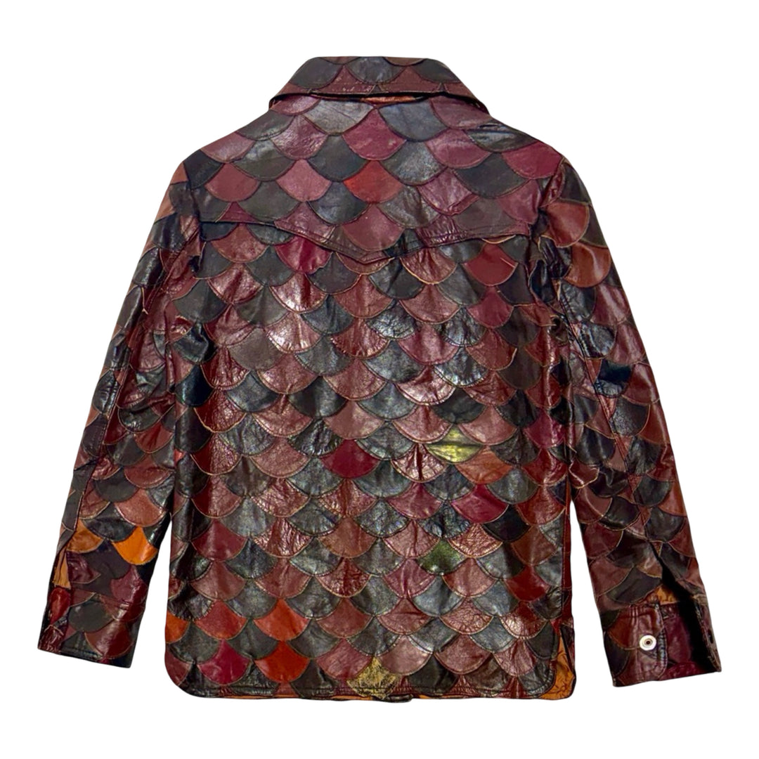 1970’S FISHSCALE MADE IN USA CROPPED PATCHWORK LEATHER JACKET MEN’S SMALL / WOMEN’S MEDIUM