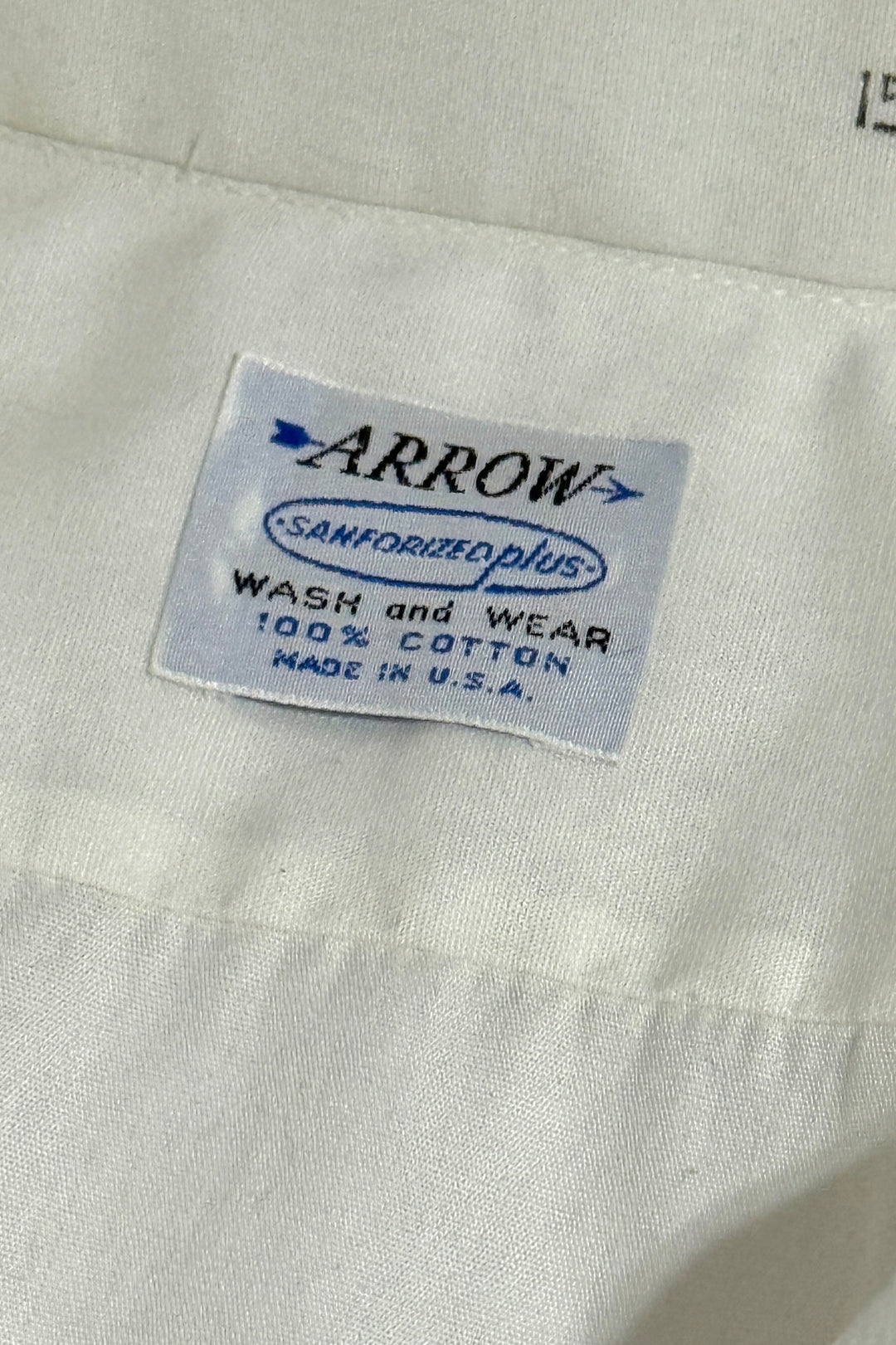 1960’S ARROW UNION MADE IN USA WHITE SHORT COLLAR L/S B.D. SHIRT LARGE