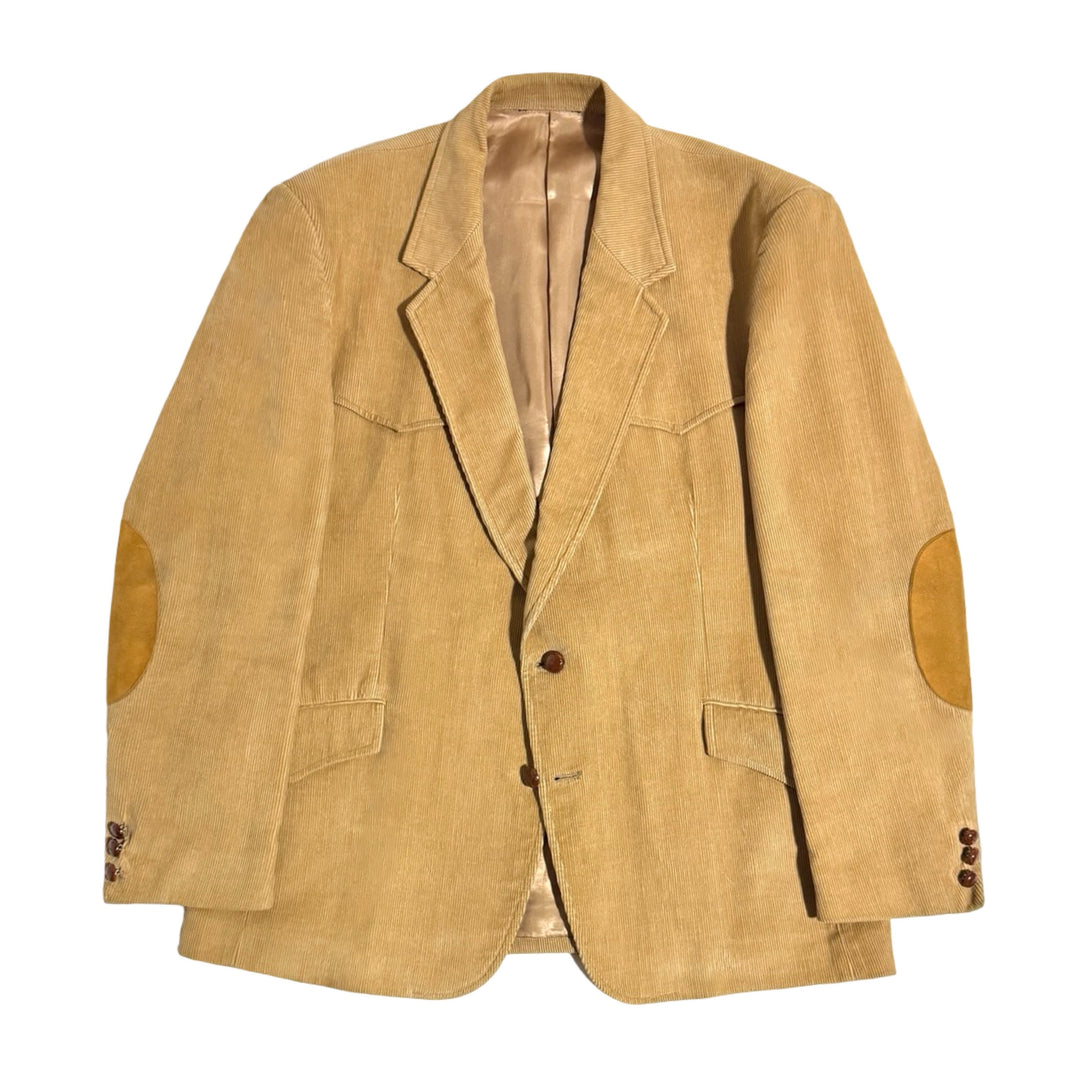1970’S WESTERN MADE IN USA SUEDE PATCHED CORDUROY SUIT JACKET BLAZER 42R