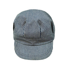 Cargar imagen en el visor de la galería, 1980’S TRAIN CONDUCTOR MADE IN USA HICKORY STRIPE DENIM HAT X-SMALL
