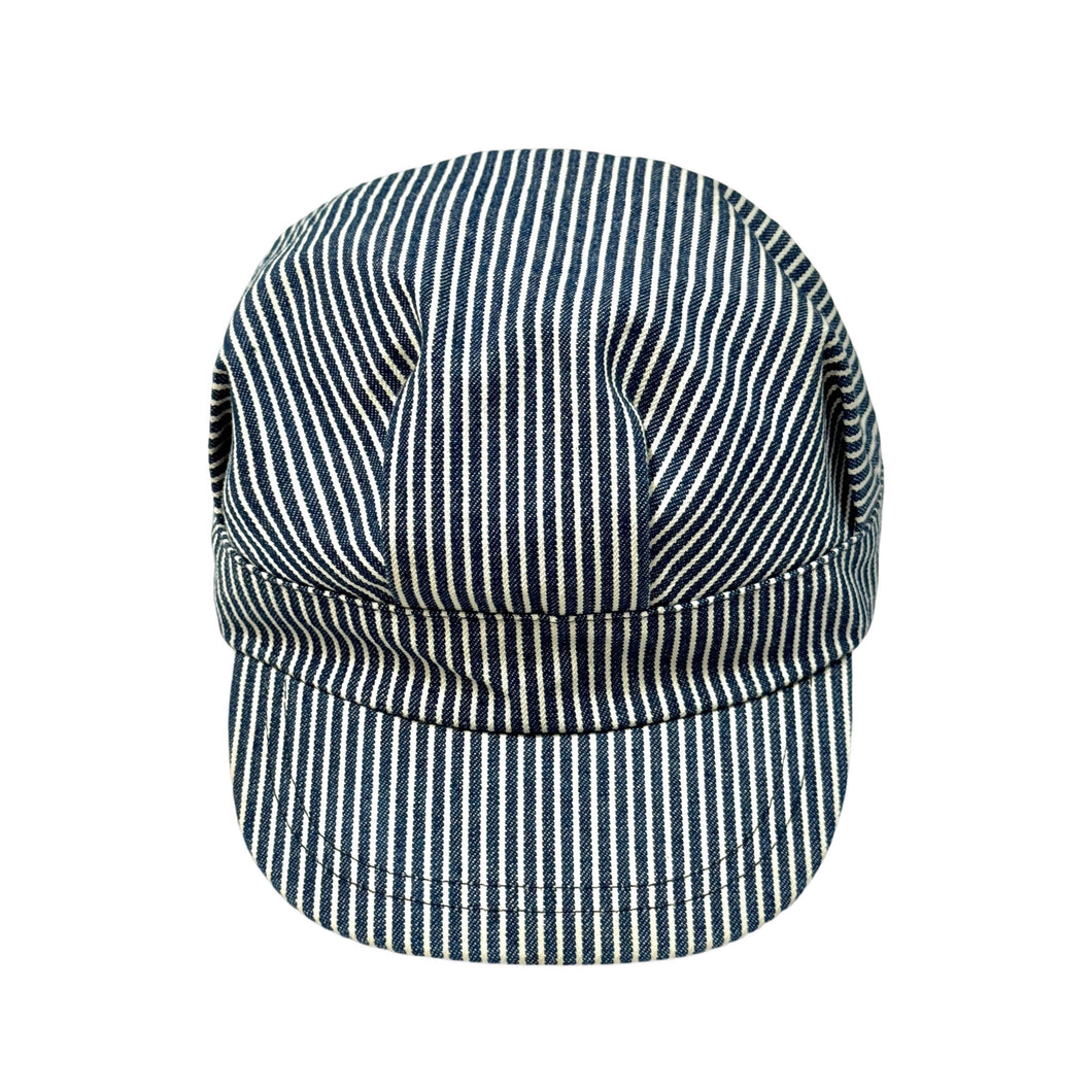 1980’S TRAIN CONDUCTOR MADE IN USA HICKORY STRIPE DENIM HAT X-SMALL