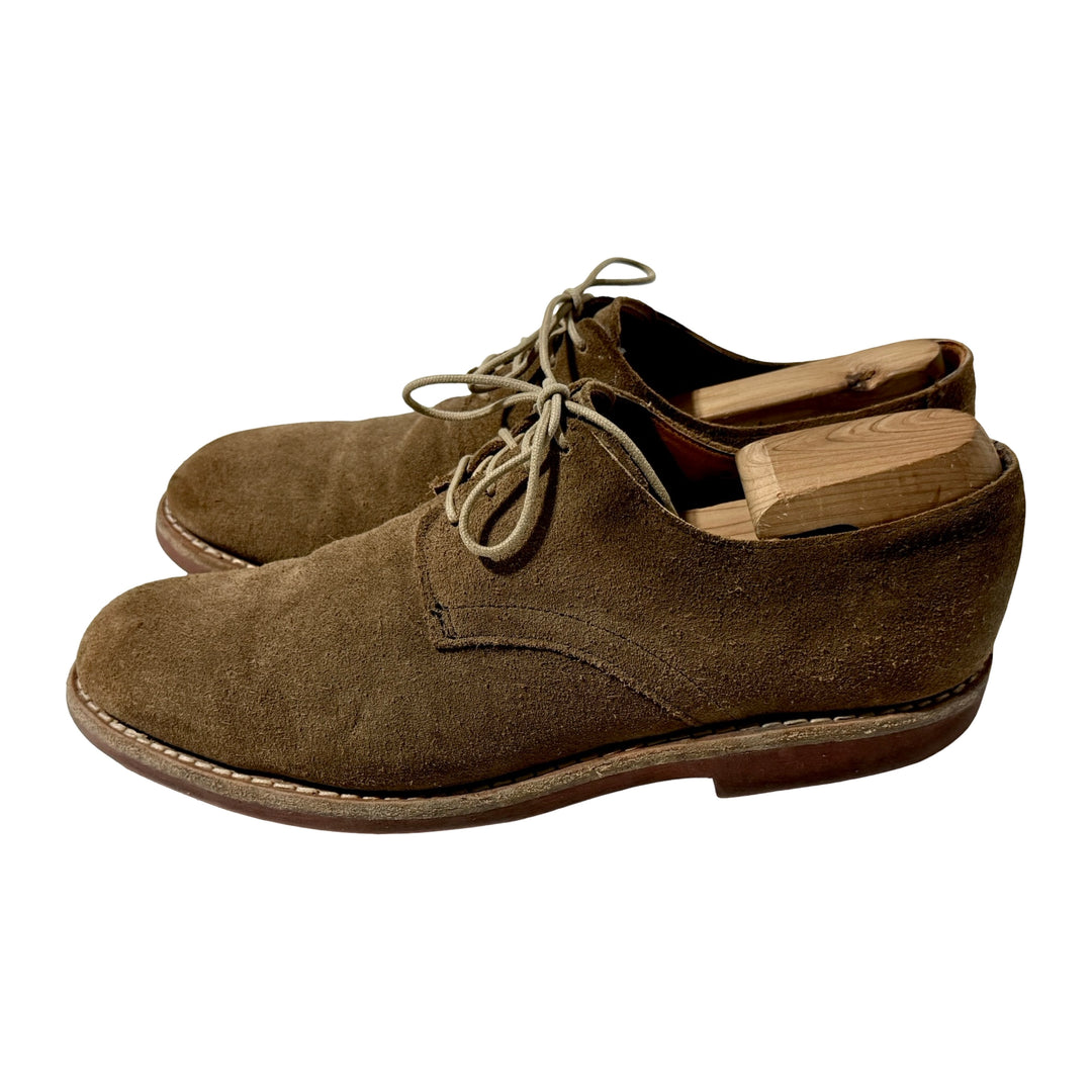 1990’S ALLEN EDMONDS MADE IN USA RED BRICK VIBRAM SOLED BROWN SUEDE OXFORD SHOES 10.5