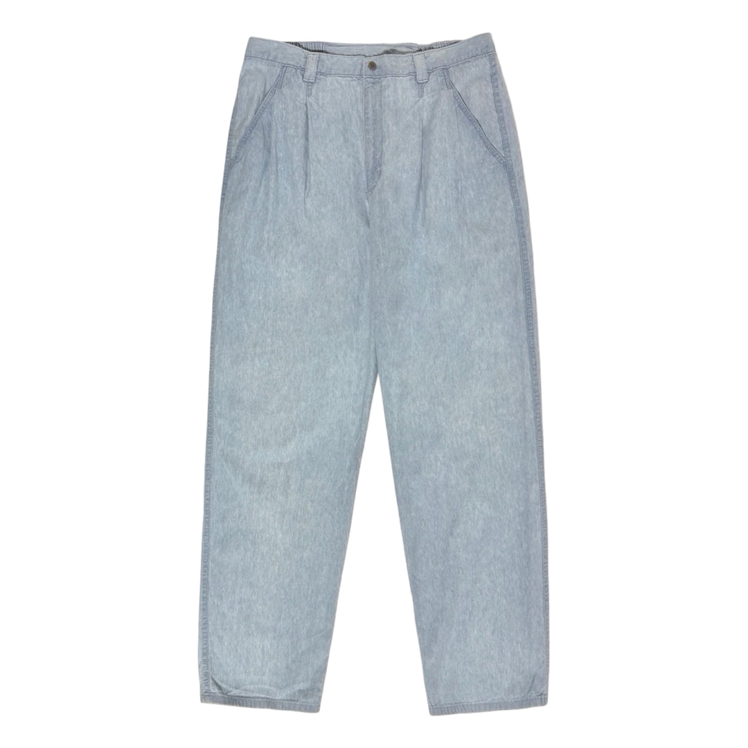1980’S DOCKERS MADE IN USA HIGH WAISTED PLEATED DENIM TROUSER PANTS 36 X 32