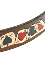 Load image into Gallery viewer, 1970’S HAND TOOLED POKER MADE IN USA LEATHER BELT 34
