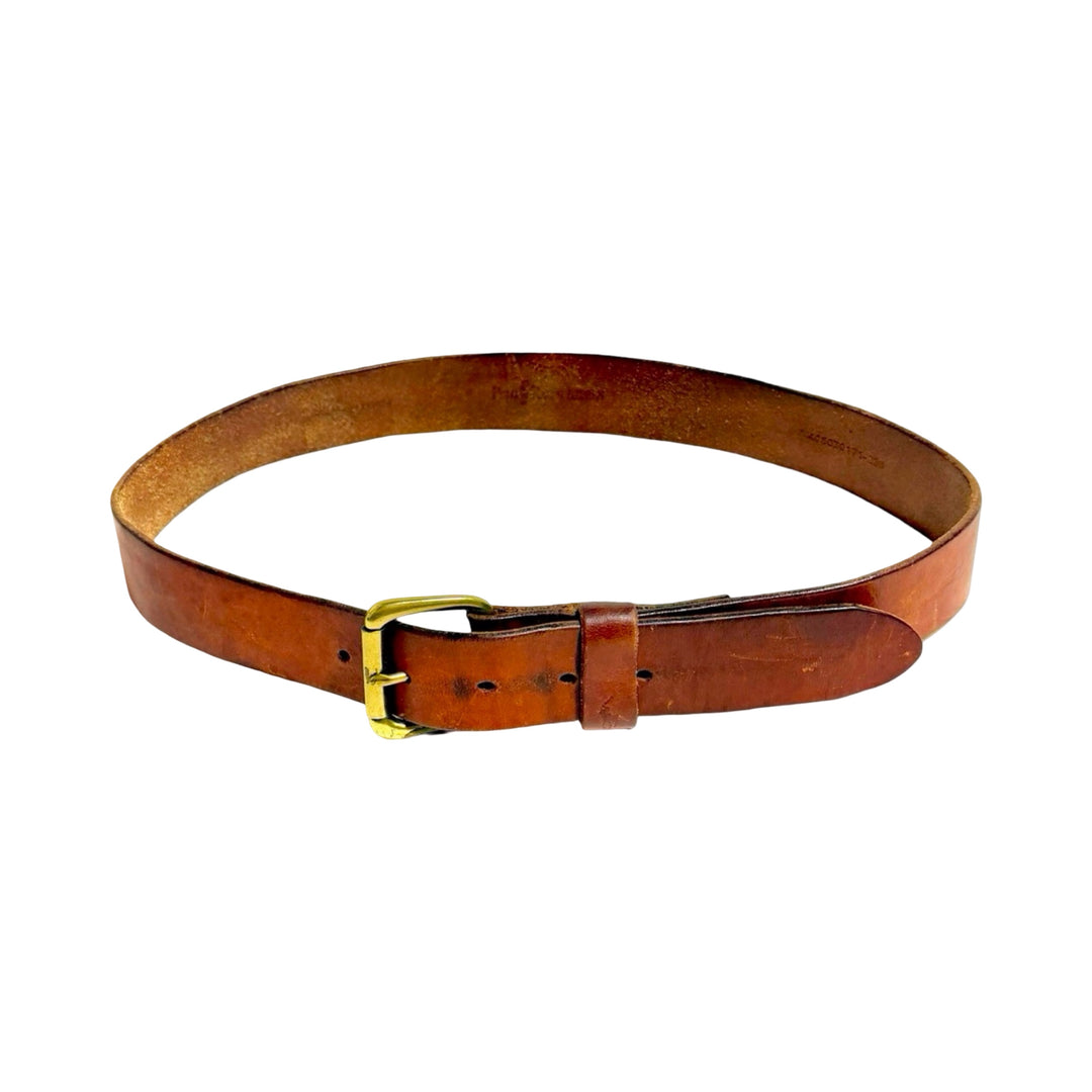 Polo Ralph Lauren brown leather belt full view