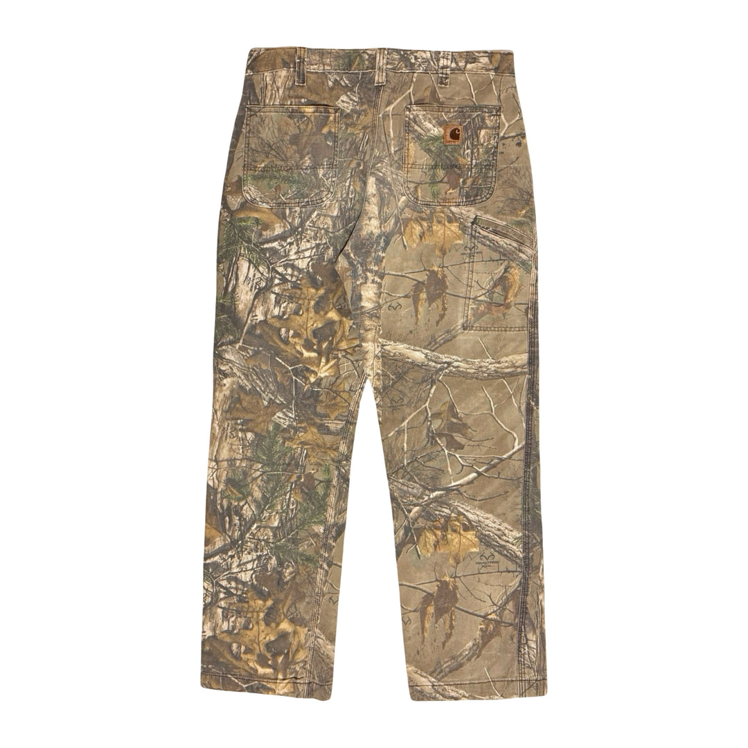 2000’S CARHARTT FADED REALTREE ®️ HUNTING CAMO CARPENTER WORKWEAR PANTS 36 X 30