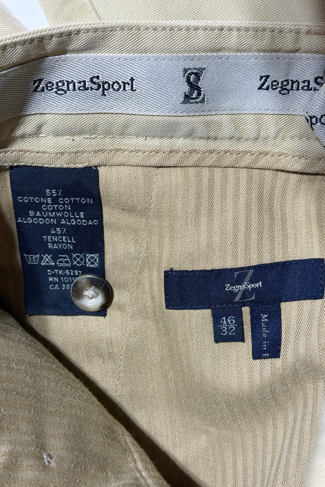 1990’S ZEGNA SPORT ITALIAN COTTON KHAKI CHINO PANTS 32 X 30