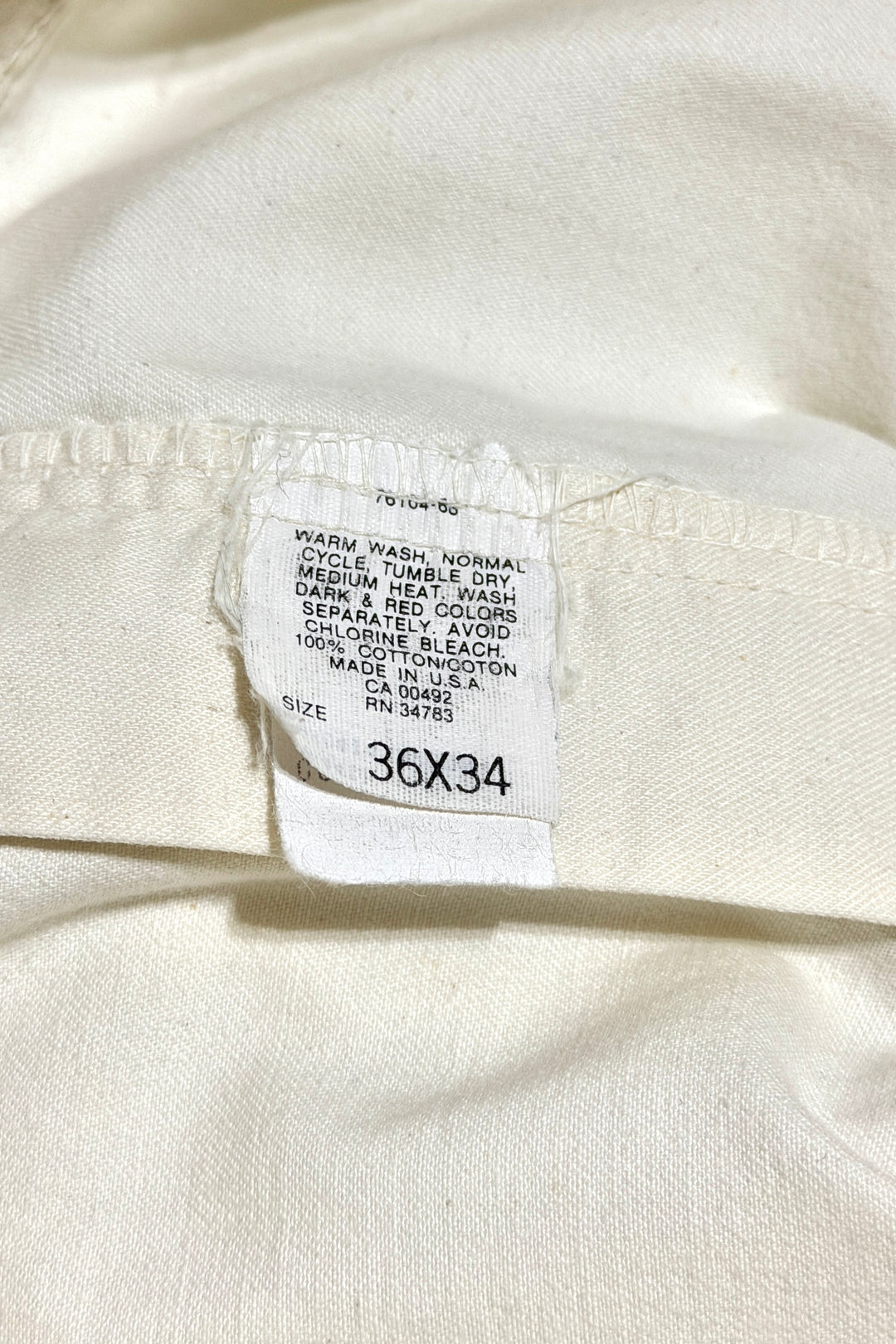 1970’S LEE MADE IN USA OFF WHITE PAINTER CARPENTER WORKWEAR PANTS 34 X 34