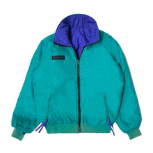 Load image into Gallery viewer, 1990’S COLUMBIA REVERSIBLE TEAL CROPPED PUFFER ZIP JACKET LARGE
