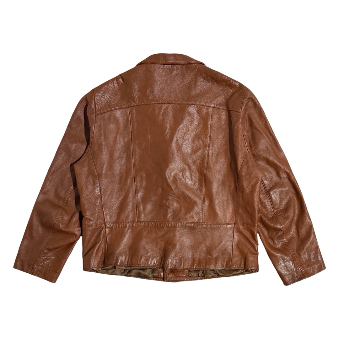 1960’S REED SPORTSWEAR MADE IN USA CROPPED CHOCOLATE LEATHER JACKET LARGE