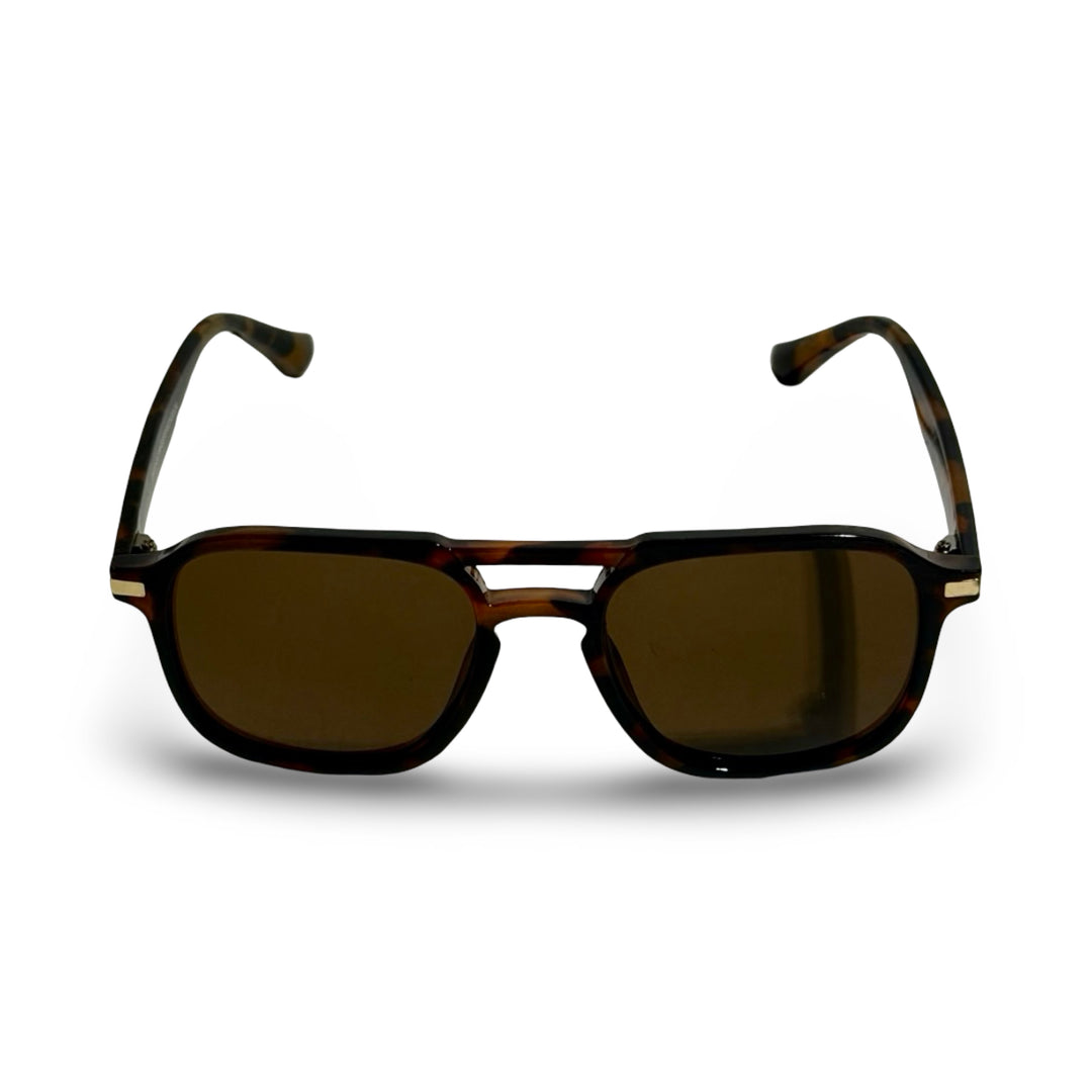 1990’S TORTOISE ACETATE BROWN LENS SQUARE AVIATOR SUNGLASSES