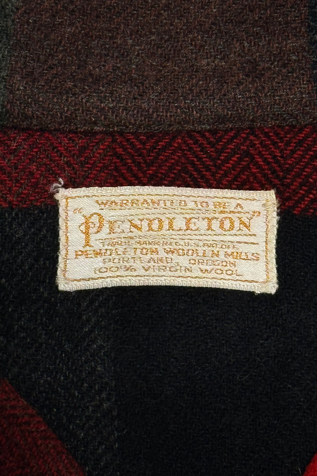 1950’S PENDLETON 49ER WOOL RED AND GREEN TARTAN JACKET WITH SHELL BUTTONS LARGE