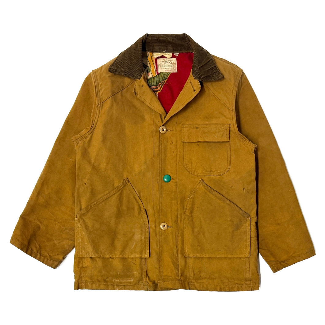 1950’S PENNEY’S FOREMOST MADE IN USA CORDUROY COLLAR THRASHED CROPPED HUNTING JACKET MEDIUM