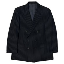 Load image into Gallery viewer, 1990’S AQUASCUTUM UNION MADE IN CANADA PINSTRIPE DOUBLE BREASTED NAVY SUIT JACKET 42R
