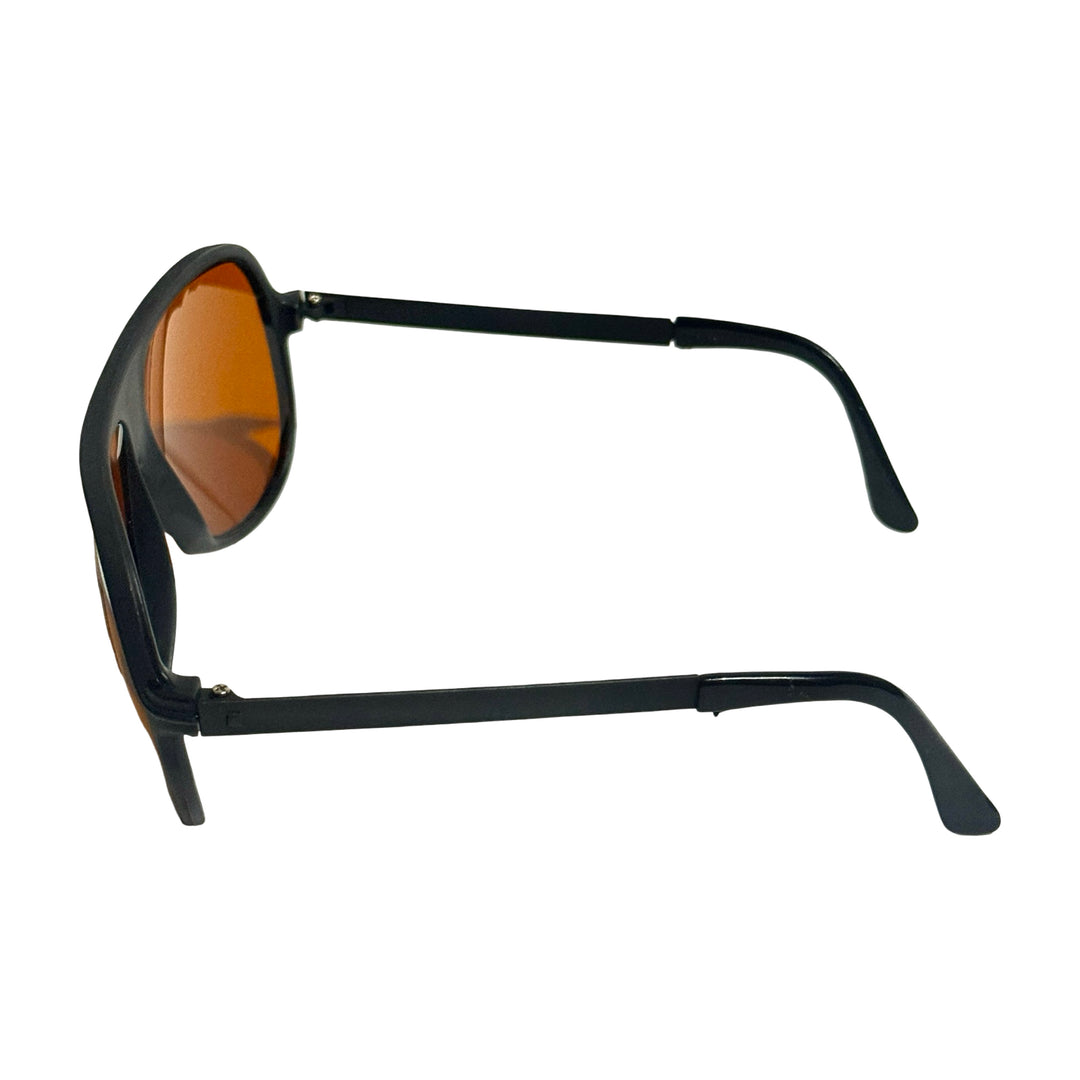 1970’S DEADSTOCK BLACK FRAME BLU BLOCKER LENSE AVIATOR SUNGLASSES