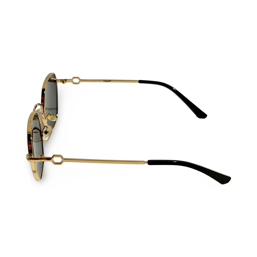 1980’S GOLD FRAME GEOMETRIC BLACK LENS SUNGLASSES