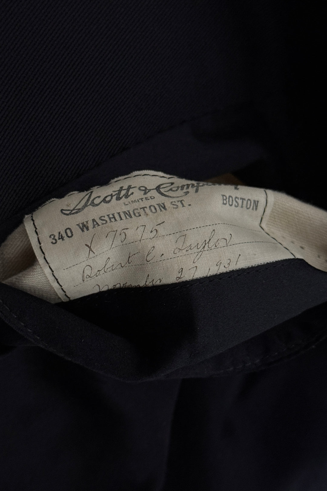 1930’S SCOTT & COMPANY BOSTON MADE IN USA BLACK GABARDINE FULL TUXEDO SUIT 40R