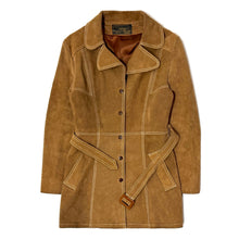 Load image into Gallery viewer, 1960’S LEMEL’S MADE IN USA SUEDE BELTED LEATHER LONG COAT LARGE
