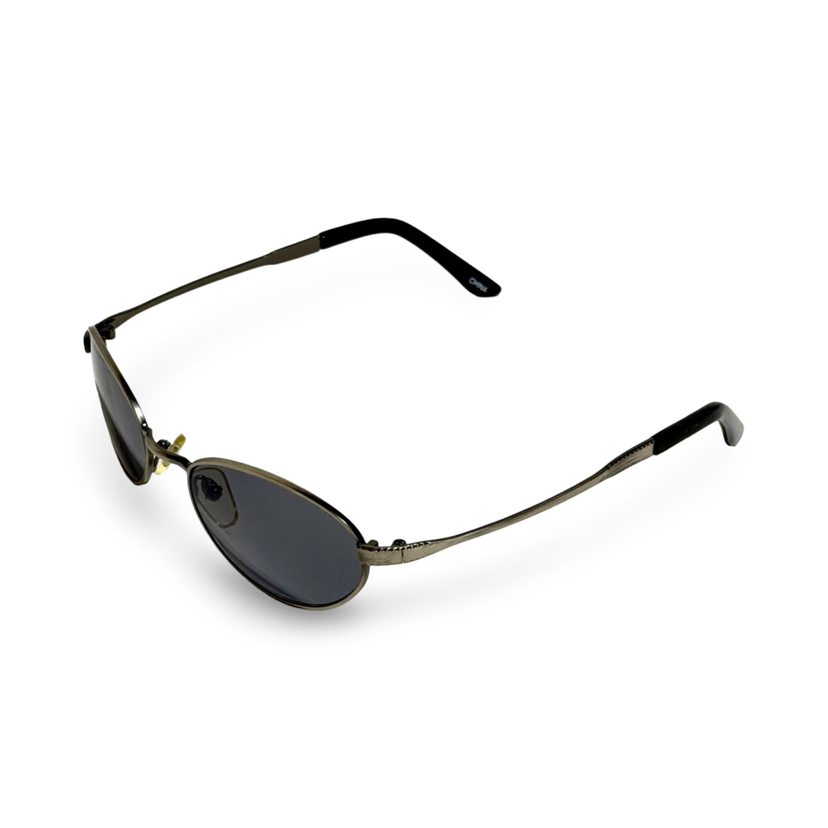 1990'S GUNMETAL OVAL CAT EYE SUNGLASSES