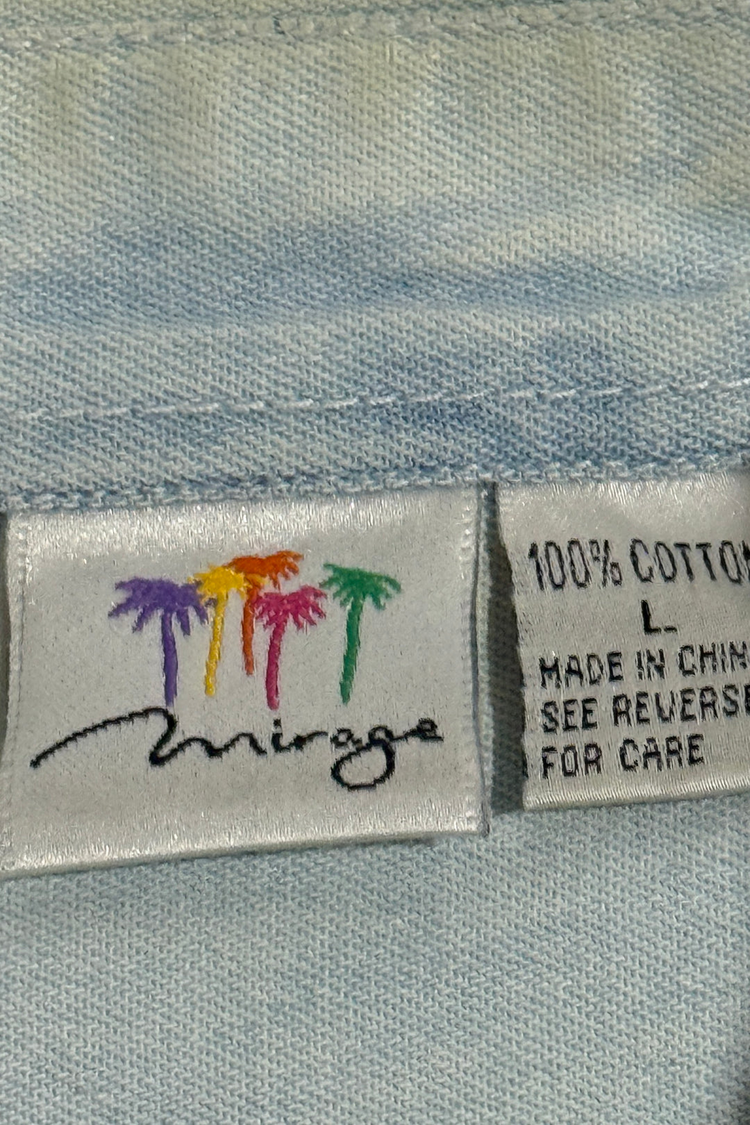 1990’S MIRAGE LAS VEGAS THRASHED & FADED DENIM L/S B.D. SHIRT LARGE