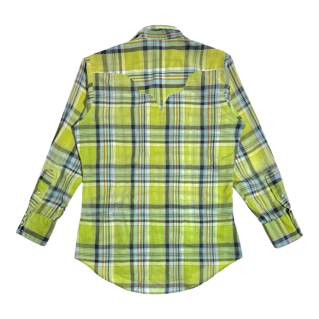 1970’S ROCKMOUNT RANCH WEAR MADE IN USA PLAID WESTERN PEARL SNAP L/S B.D. SHIRT X-LARGE