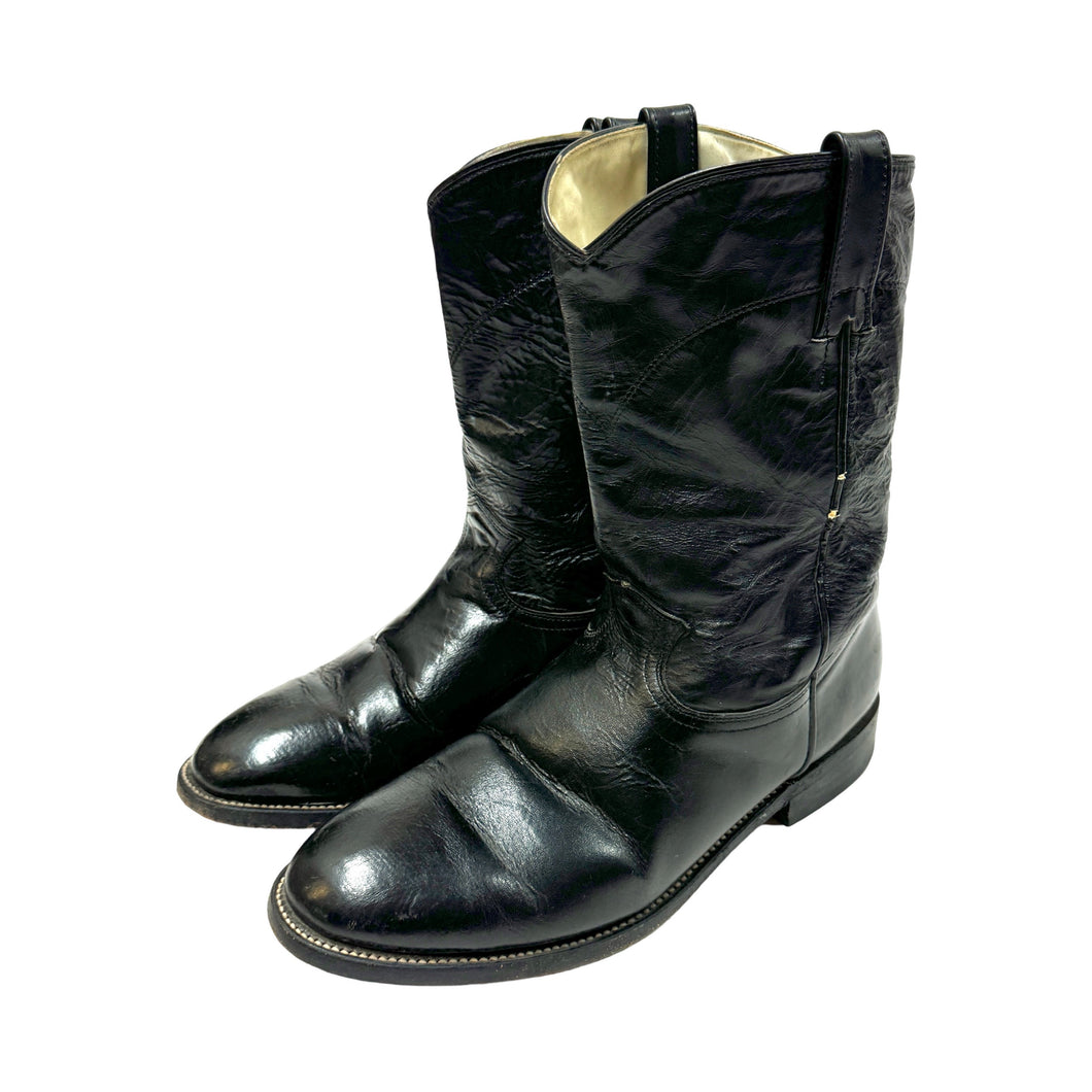 1970’S BLACK MADE IN USA LEATHER RANCHER COWBOY BOOTS 11.5