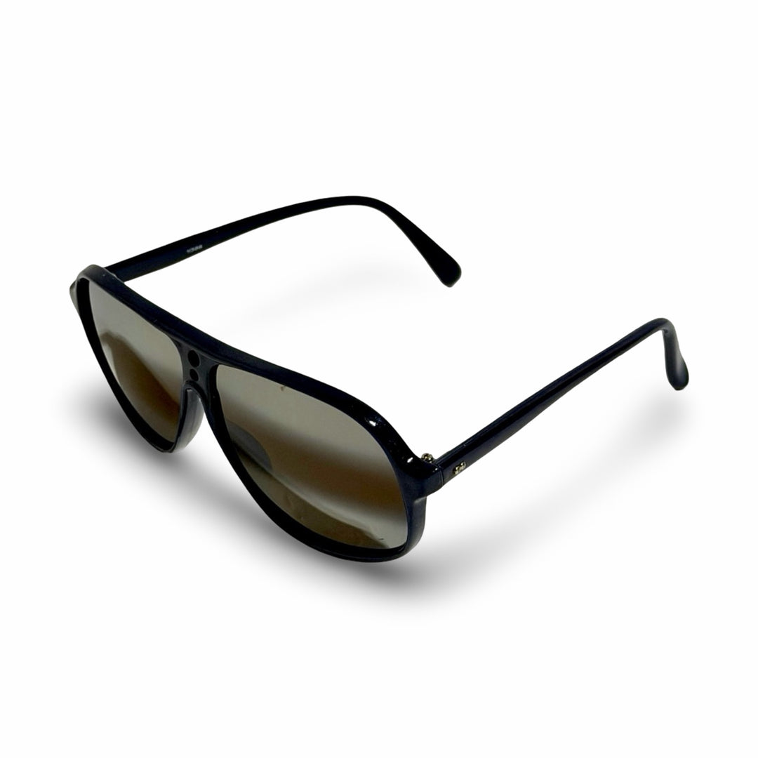 1970’S MIRRORED AVIATOR MADE IN JAPAN POLARIZED SMOKEY LENS BLUE FRAME SUNGLASSES