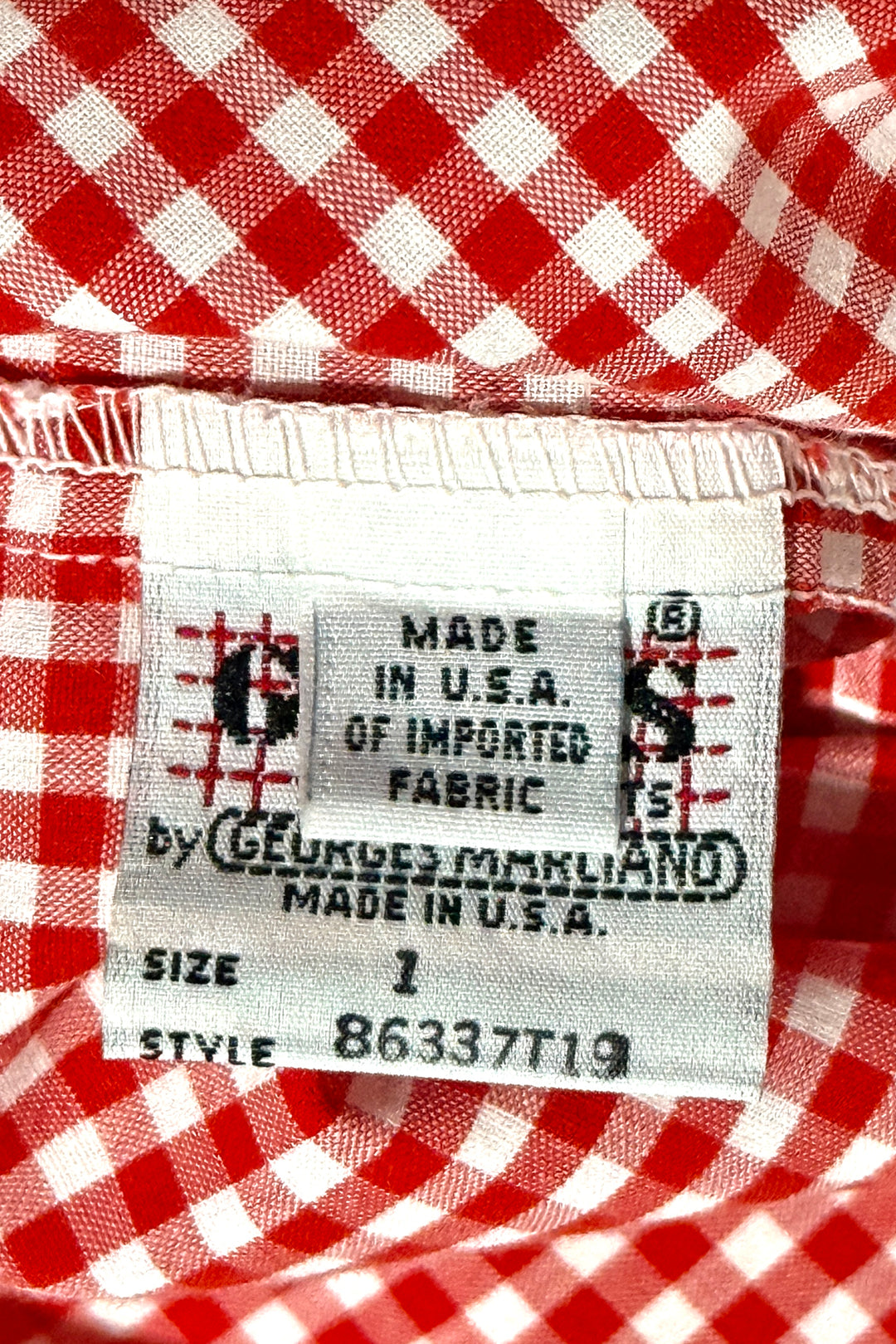 1980’S GEORGES MARCIANO FOR GUESS? MADE IN USA CROPPED PICNIC PLAID CAMP COLLAR S/S B.D. SHIRT LARGE