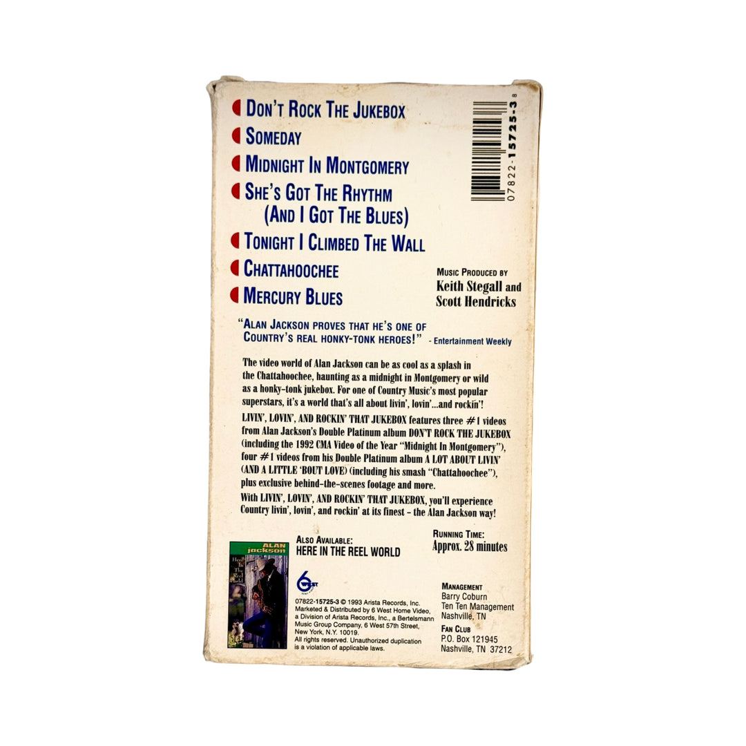 ALAN JACKSON LIVIN’, LOVIN’ AND ROCKIN’ THAT JUKEBOX VHS VIDEO TAPE