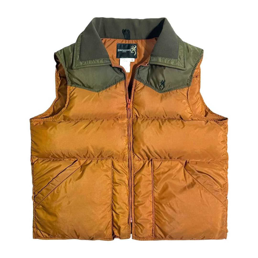 1970’S BROWNING MADE IN USA CROPPED WESTERN TWO TONE QUILTED GOOSE DOWN PUFFER VEST LARGE