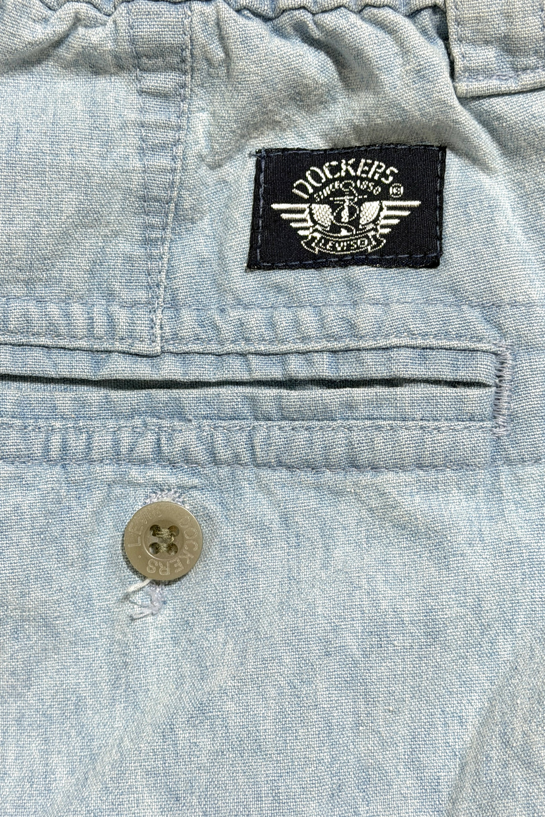 1980’S DOCKERS MADE IN USA HIGH WAISTED PLEATED DENIM TROUSER PANTS 36 X 32