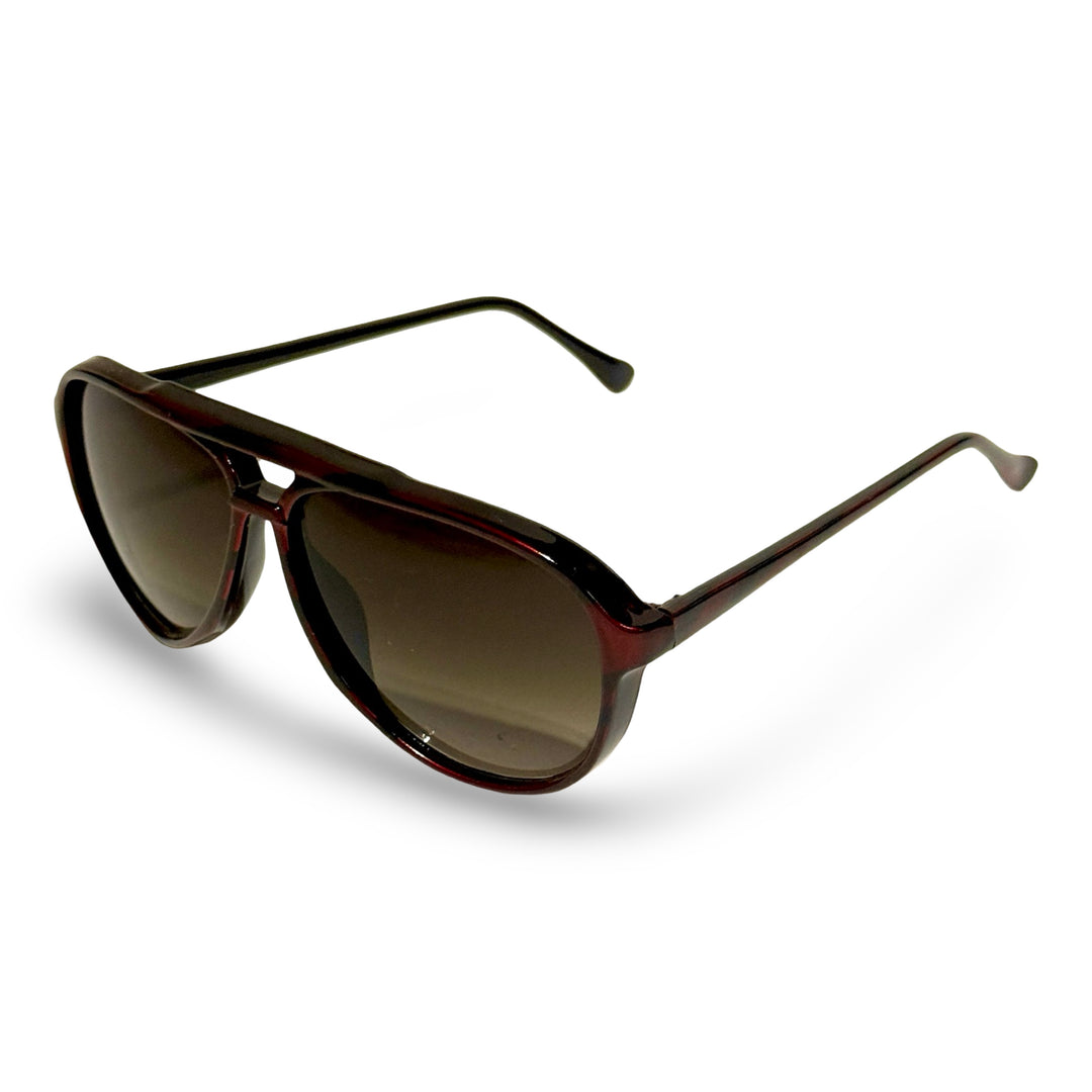 1970’S MOHOGANY MARBLE ACETATE FRAME SMOKE LENSE AVIATOR SUNGLASSES