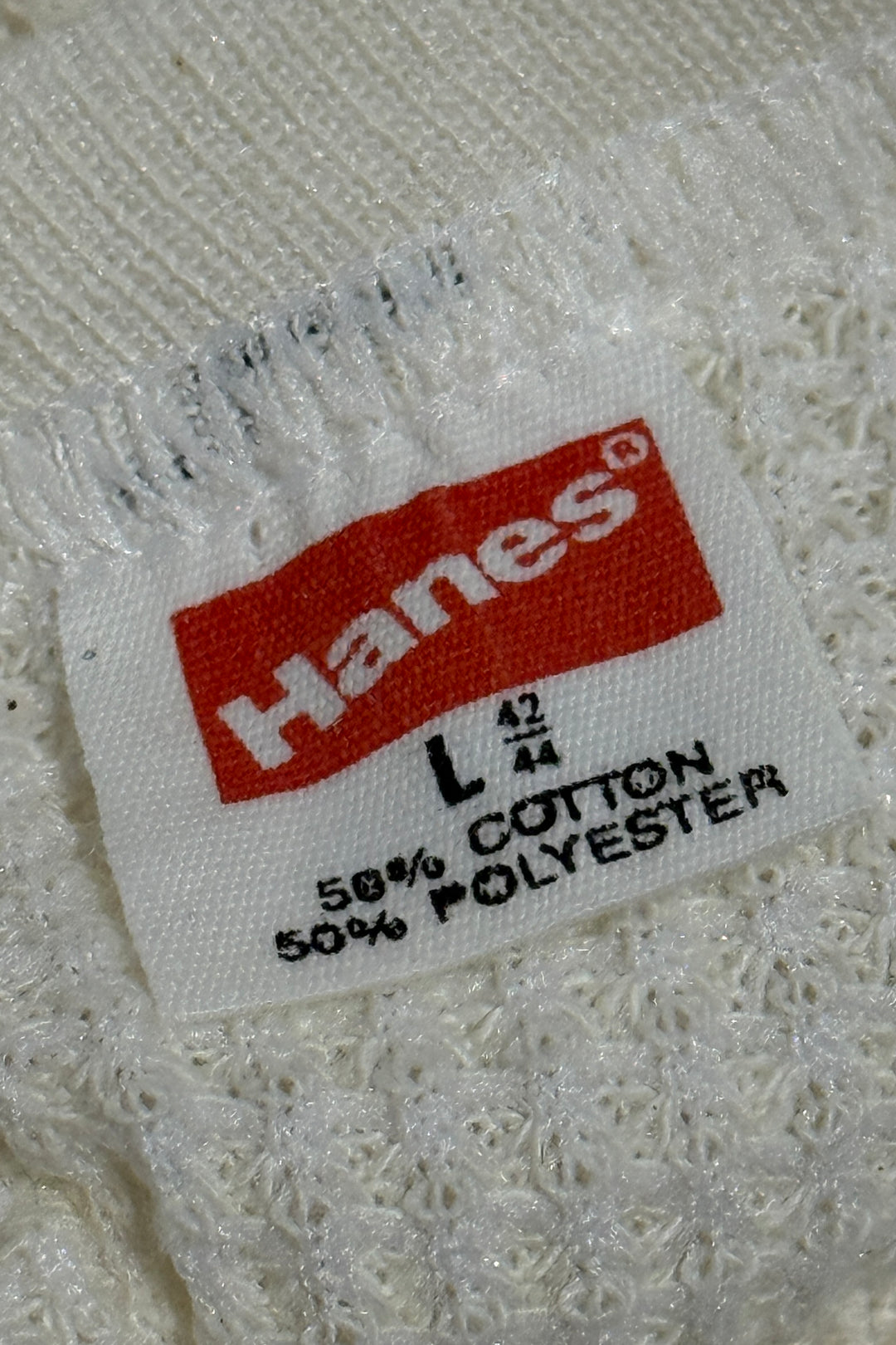 1970’S HANES MADE IN USA THERMAL WAFFLE KNIT L/S SHIRT LARGE