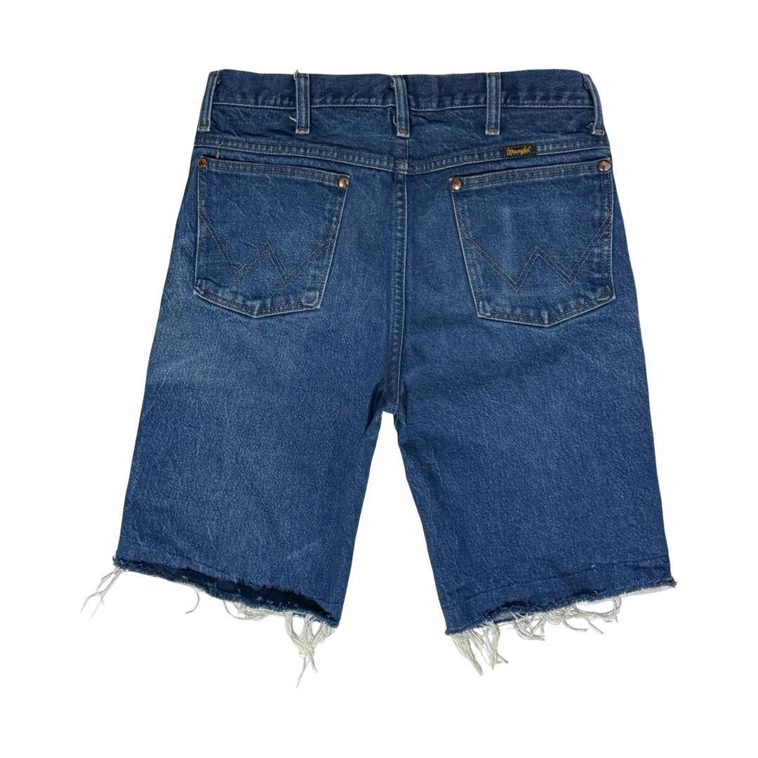 1990’S WRANGLER 13MWZ COWBOY CUT FADED DENIM 9” CUT OFF SHORTS 32