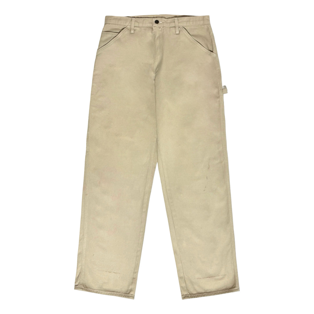 1990’S UNION LINE MADE IN USA KHAKI CARPENTER WORKWEAR PANTS 34 X 34