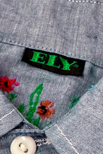 Load image into Gallery viewer, 1970’S ELY MADE IN USA S EMBROIDERED CHAMBRAY DENIM L/S B.D. SHIRT MEDIUM
