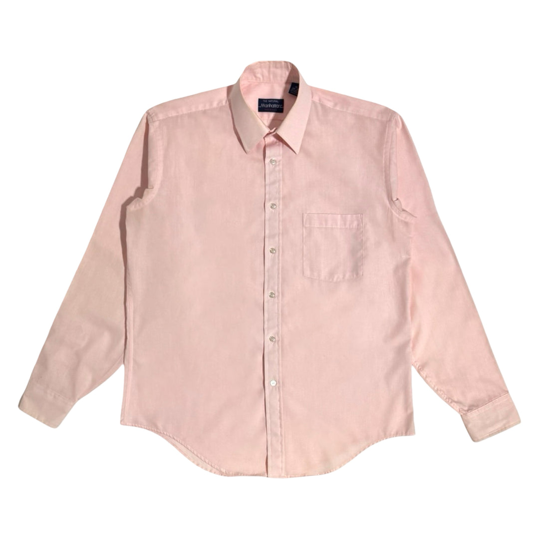 1970’S MANHATTAN MADE IN USA PINK DISCO L/S B.D. SHIRT X-LARGE