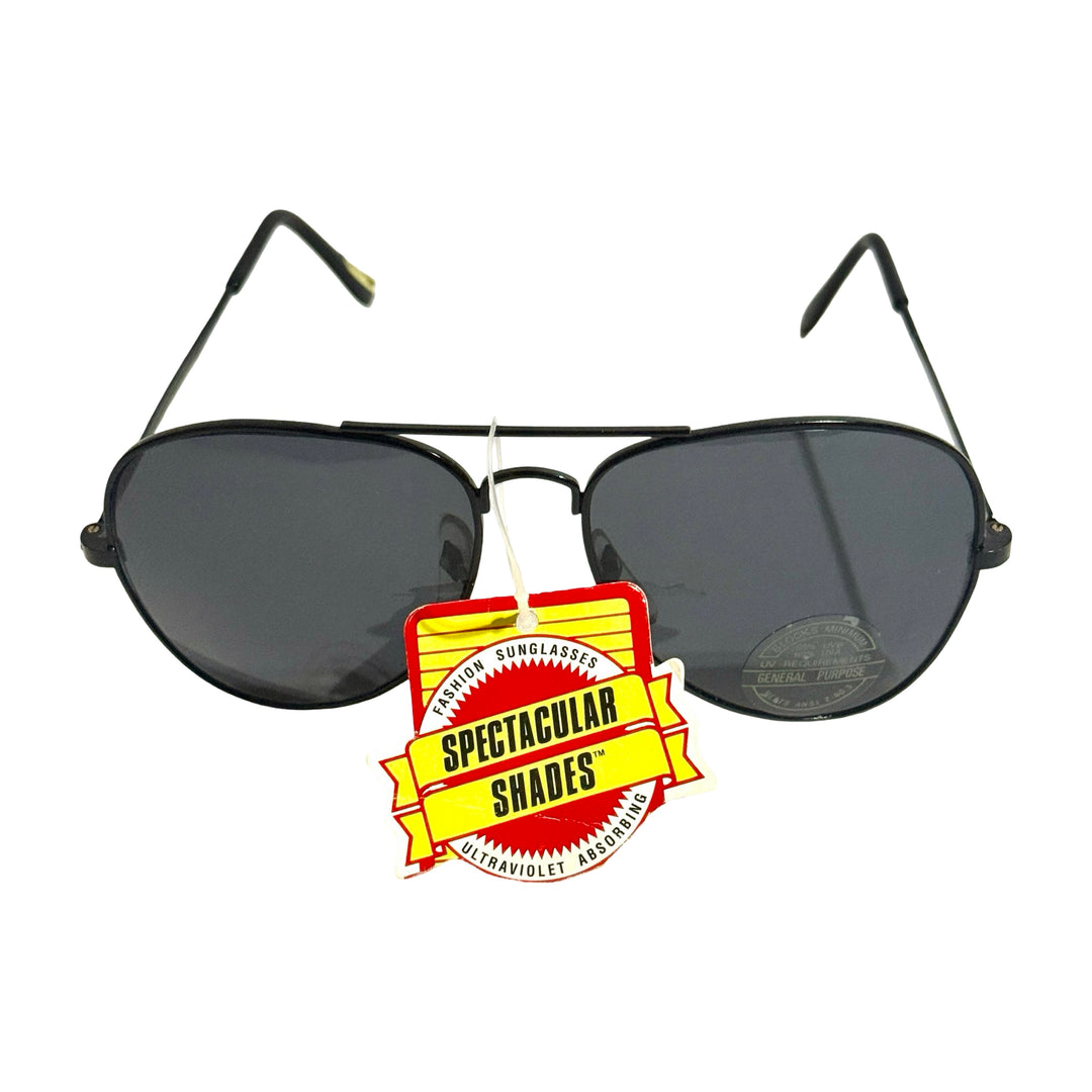 1970’S DEADSTOCK SPECTACULAR SHADES BLACK WIRE FRAME SMOKE LENSE AVIATOR SUNGLASSES
