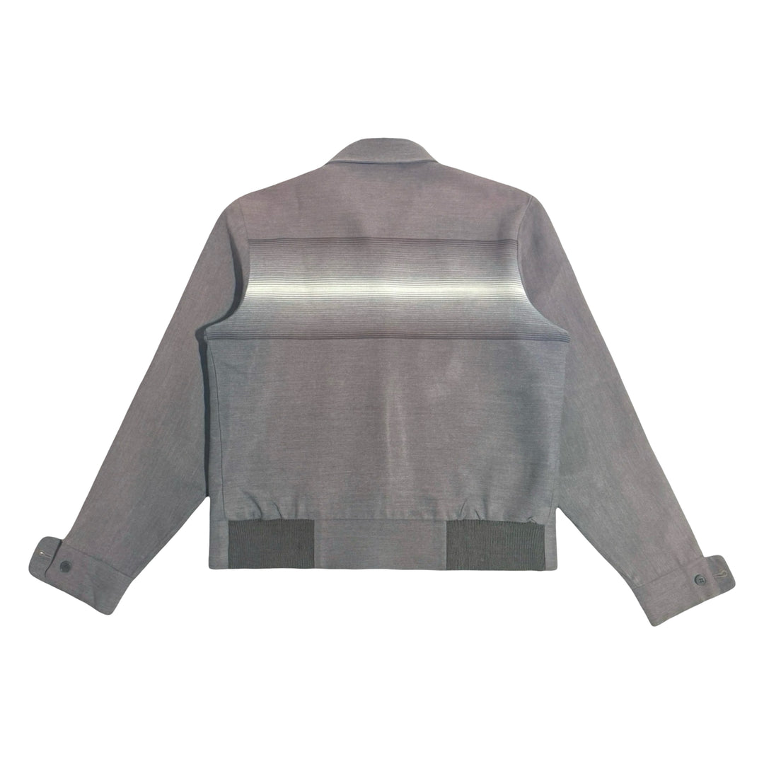 1940’S SEARS ROEBUCK AND CO MADE IN USA CROPPED SALTILLO BLANKET STRIPED TWO POCKET WOOL GABARDINE ZIP JACKET MEDIUM