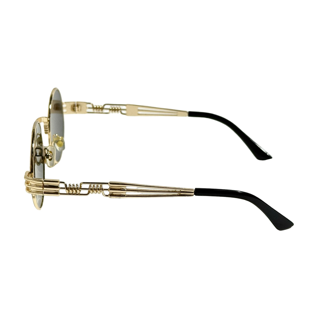 1970’S ART DECO TWISTED WIRE FRAME CIRCULAR SMOKE LENSE SUNGLASSES