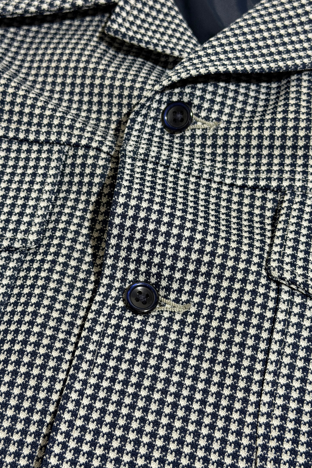 1960’S DEADSTOCK HOUNDSTOOTH MADE IN USA NAVY &amp; WHITE WESTERN JACKET MEDIUM
