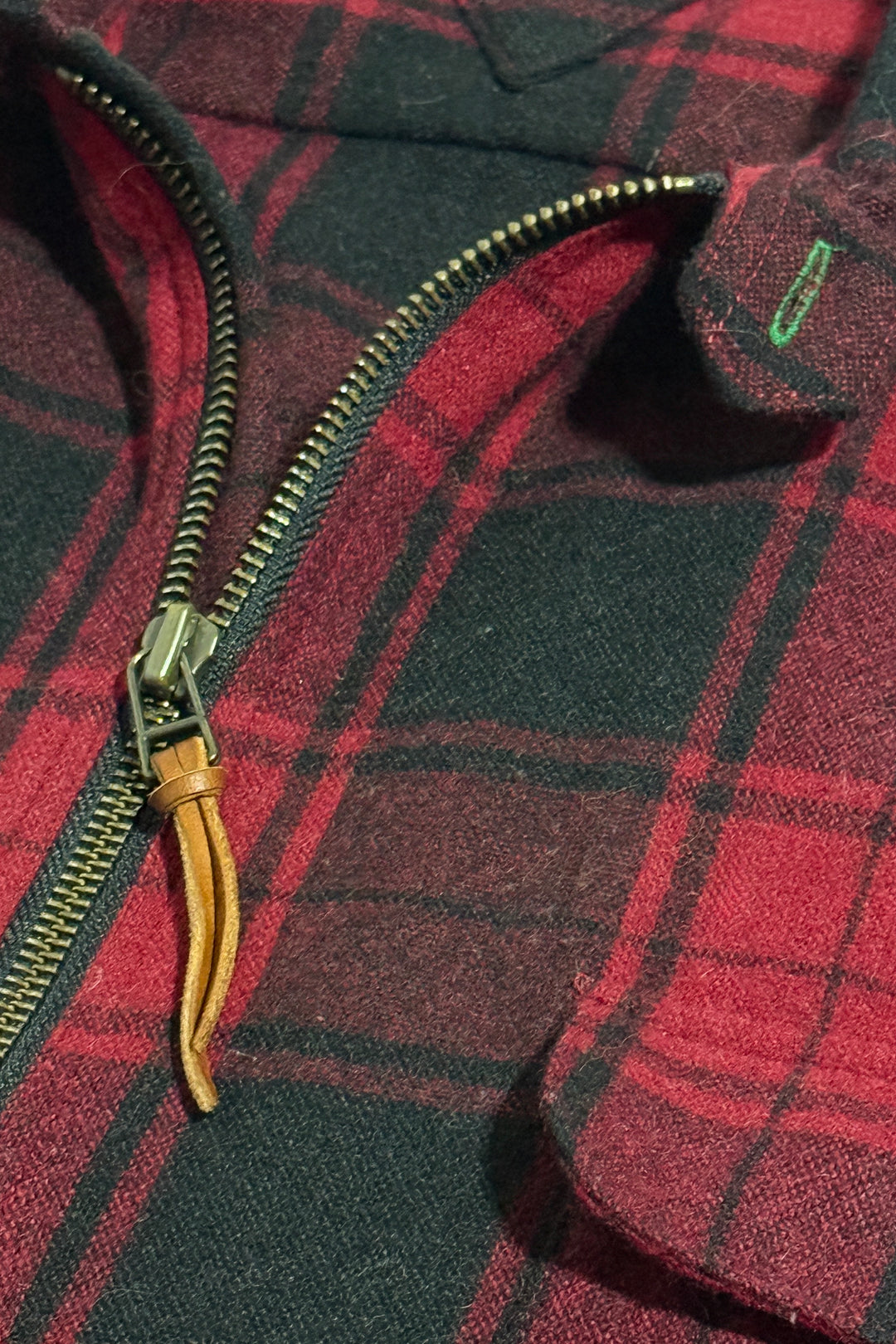 1990’S TOMMY HILFIGER WOOL RED HUNTING PLAID QUARTER ZIP PULL OVER SHIRT JACKET X-LARGE