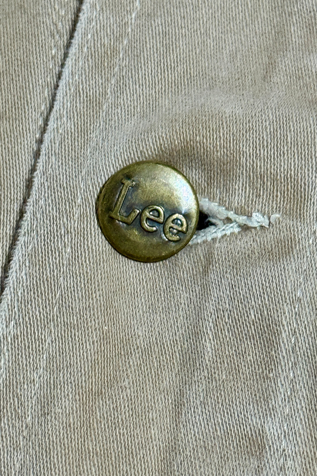 1960’S LEE MADE IN USA CROPPED FADED CHAMOIS KHAKI WESTERN TRUCKER JACKET LARGE