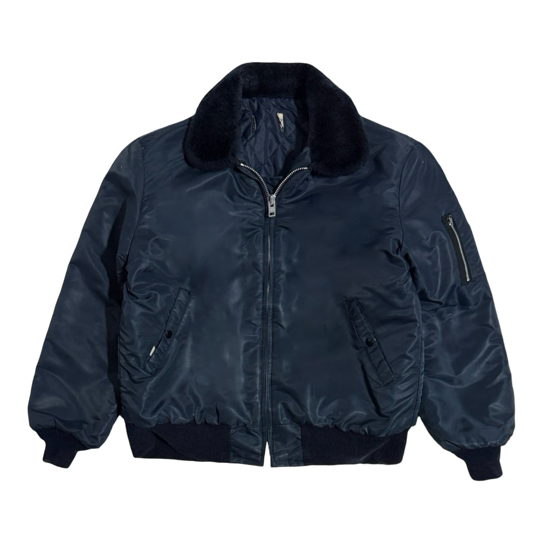 1970’S UNION MADE IN USA CROPPED SHERPA COLLAR ZIP BOMBER JACKET X-LARGE